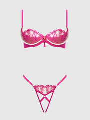 Nova Pink Bra & Open G-String Set