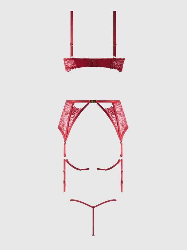 Rosalie Rouge Embroidered Bra Set