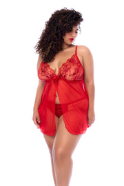 Roja Sequin Open Front Babydoll Set