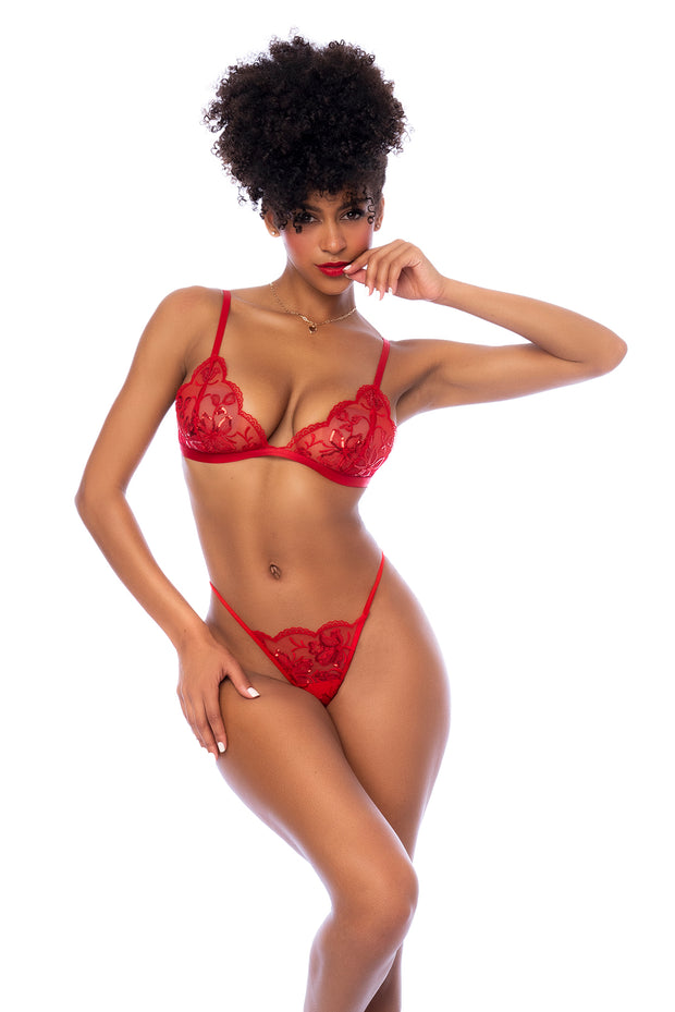 Roja Sequin Bralette and Thong Set