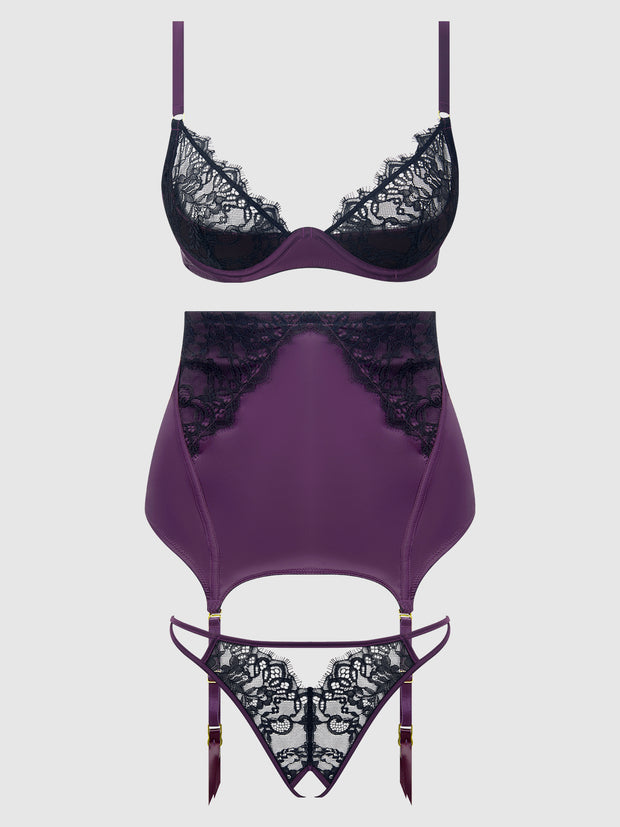 Jocelyn Lace and Satin 3pc Lingerie Set