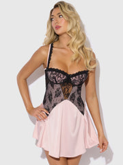 Jocelyn Lace & Satin Babydoll Set