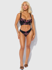 Harper Embroidered Bra and Thong Set