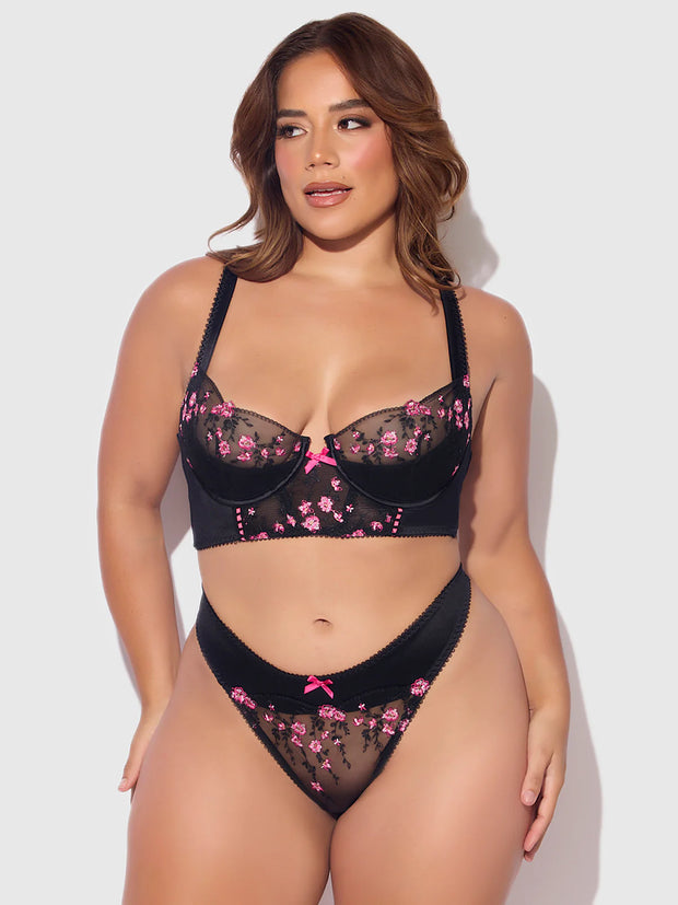 Harper Embroidered Bra and Thong Set