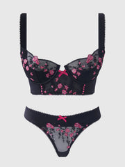 Harper Embroidered Bra and Thong Set