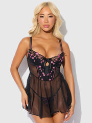 Harper Embroidered Babydoll Set