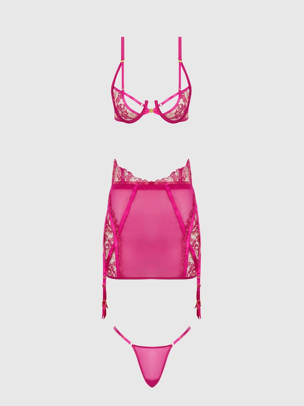 Nova Pink 3pc Lingerie Set