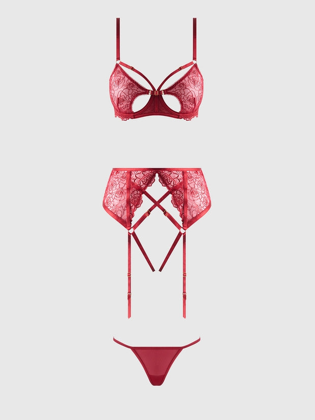 Rosalie Rouge Embroidered Bra Set