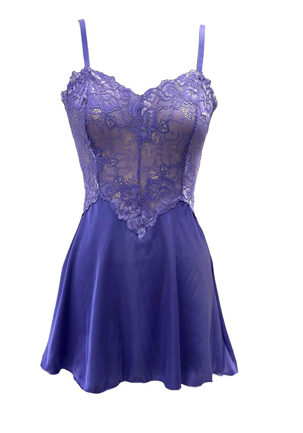 Hydrangea Satin and Lace Short Nightie