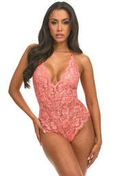 Cortney Floral Lace Bodysuit - Shell Pink